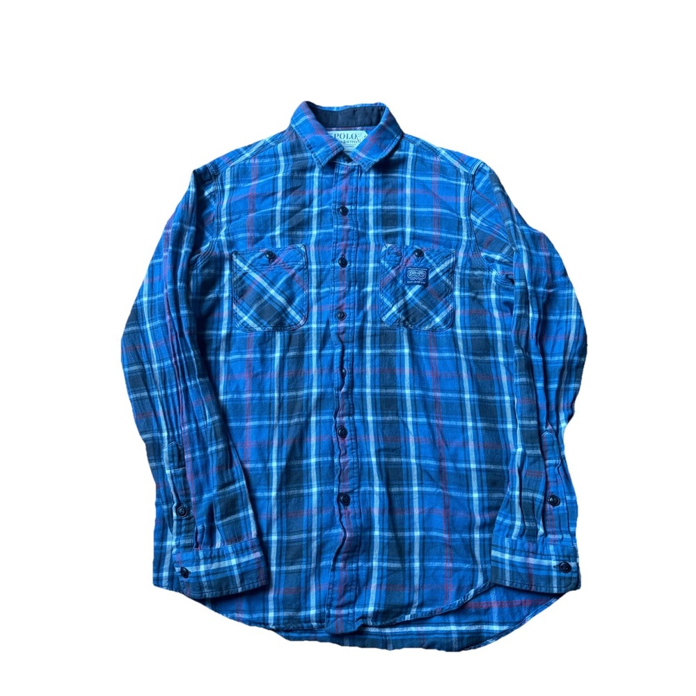 Denim & Supply Ralph Lauren Blue Plaid Flannel Shirt Mens Medium Button Down